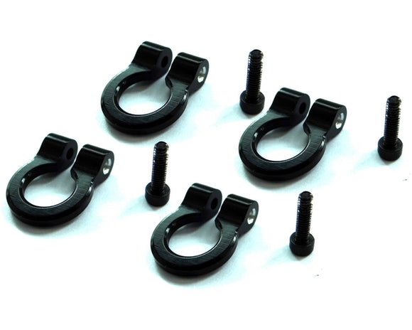 1/10 Scale Aluminum Black Tow Shackle D-Rings (4pcs) - Race Dawg RC