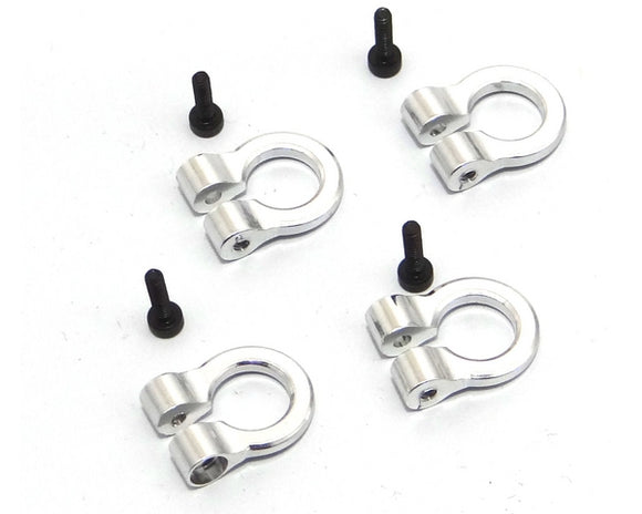 1/10 Scale Aluminum Silver Tow Shackle D-Rings (4) - Race Dawg RC