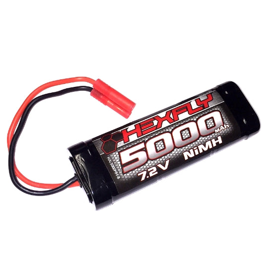 Hexfly 5000mAh 7.2V Ni-MH Battery with Banana 4.0 Connector HX-5000MH-B - Race Dawg RC