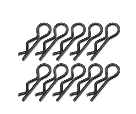 Compact, Angled Body Clips, Black, 10pcs - Race Dawg RC