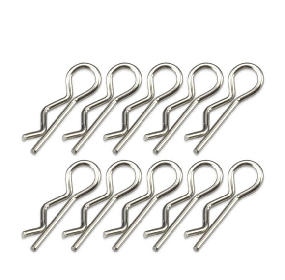 Compact, Angled Body Clips, Silver, 10pcs - Race Dawg RC