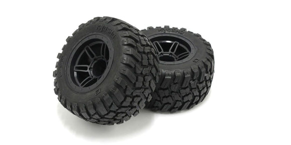 Glued Tire & Wheel Set, Black, for RAGE 2.0, 2pcs - Race Dawg RC