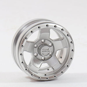 1.9 Raceline Combat Aluminum Silver Wheels and Rings - Race Dawg RC