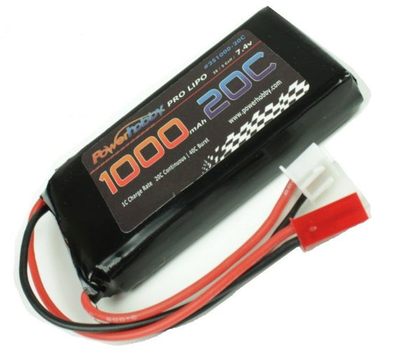 2S 7.4V 1000mAh 20C LiPo Battery w/ JST Connector - Race Dawg RC