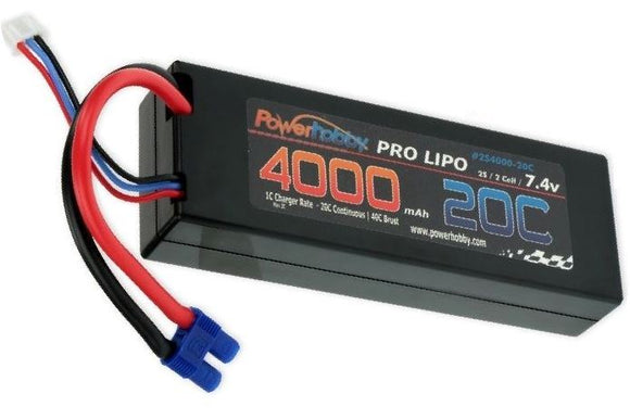 2S 7.4V 4000mAh 20C LiPo Battery Pack w/ EC3 Plug Hard - Race Dawg RC
