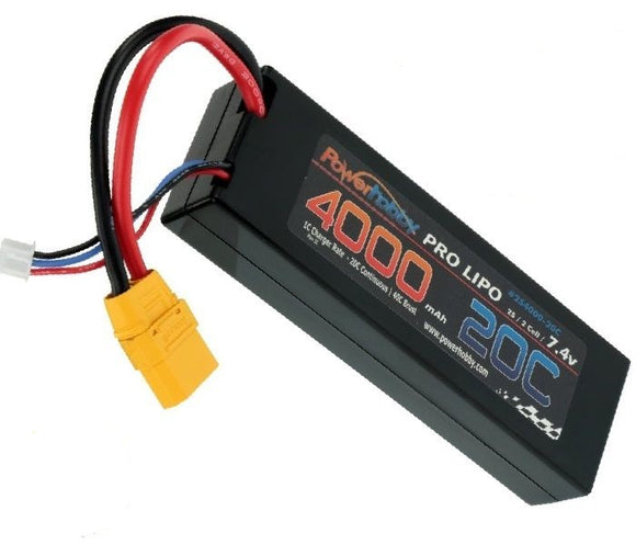 2S 7.4V 4000mAh 20C LiPo Battery Pack w/ XT90 Plug Hard - Race Dawg RC