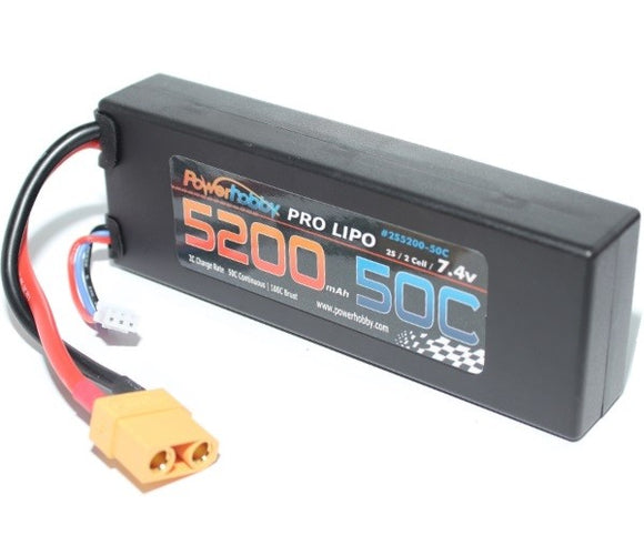 5200 mAh 7.4V 2S 50C LiPo Battery w/ Hardwired XT90 - Race Dawg RC