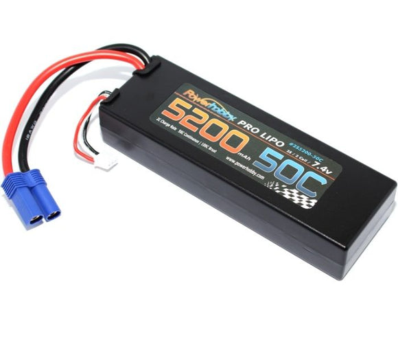 5200mAh 7.4V 2S 50C LiPo Battery with Hardwired EC5 - Race Dawg RC