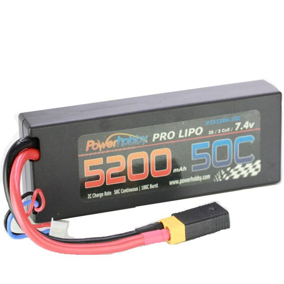 5200mAh 7.4V 2S 50C LiPo Battery with Hardwired XT60 - Race Dawg RC