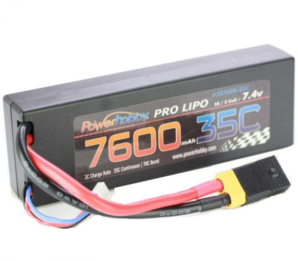 7600mAh 7.4V 2S 35C LiPo Battery with Hardwired XT60 - Race Dawg RC
