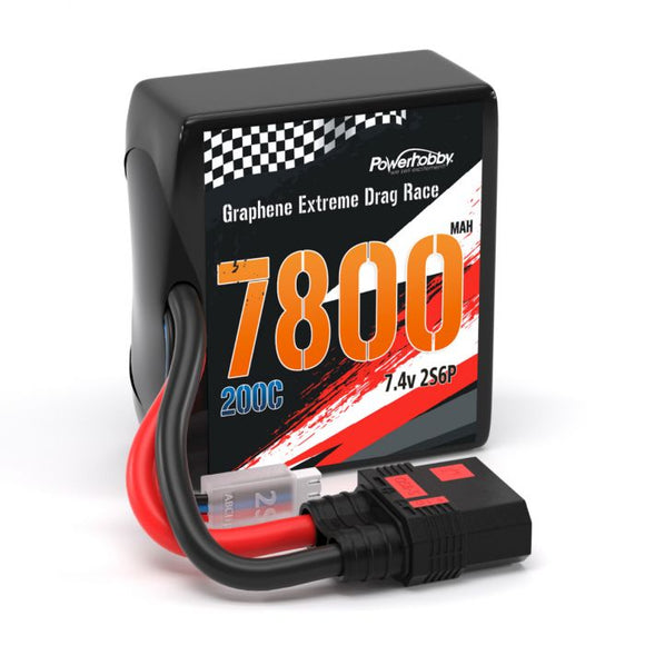 2S 7800MAH 200C Drag Lipo Battery Pack 2S6P w/8AWG QS8 - Race Dawg RC