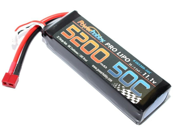 5200mAh 11.1V 3S 50C LiPo Battery w/ Hardwired T-Plug - Race Dawg RC