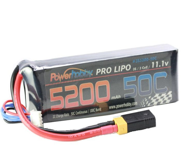 5200mAh 11.1V 3S 50C LiPo Battery with Hardwired XT60 - Race Dawg RC