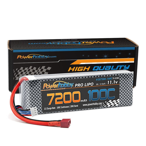 3S 11.1V 7200mAh 100C-200C LiPo Battery w/ DEANS Plug - Race Dawg RC