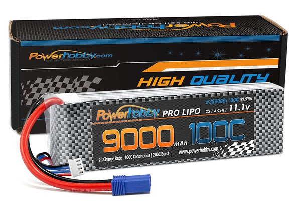Powerhobby 3S 11.1V 9000mah 100C-200 Lipo Battery w EC5 - Race Dawg RC