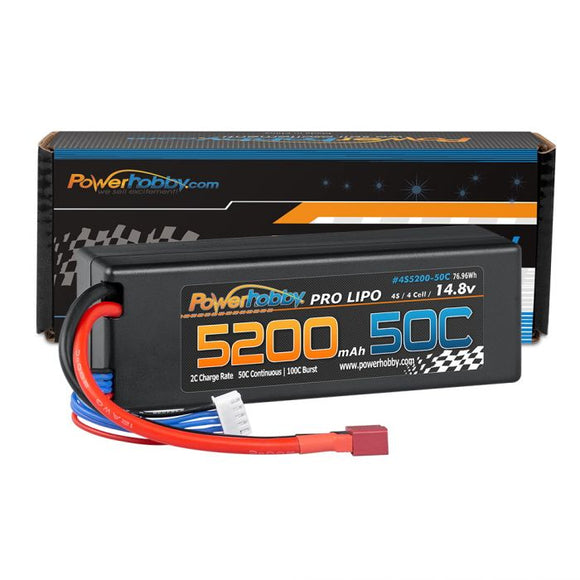 4S 14.8v 5200mAh 50C LiPo Battery w/ Deans Plug Hard - Race Dawg RC