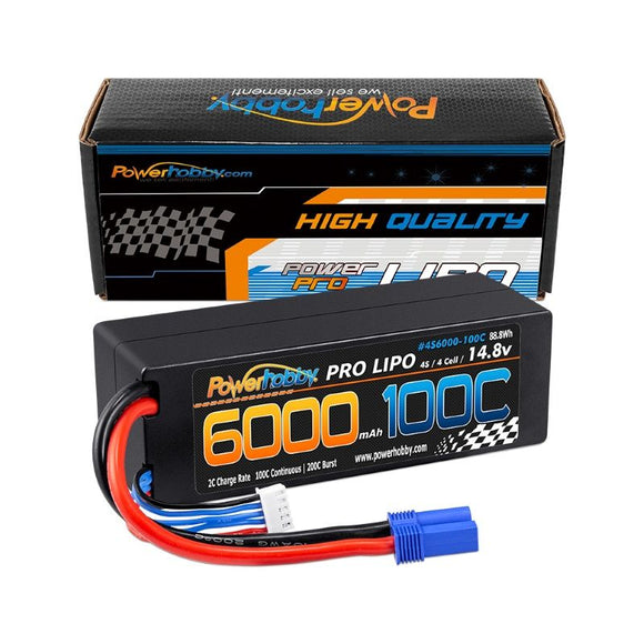 4S 14.8v 6000mAh 100C LiPo Battery w/ EC5 Hard Case - Race Dawg RC