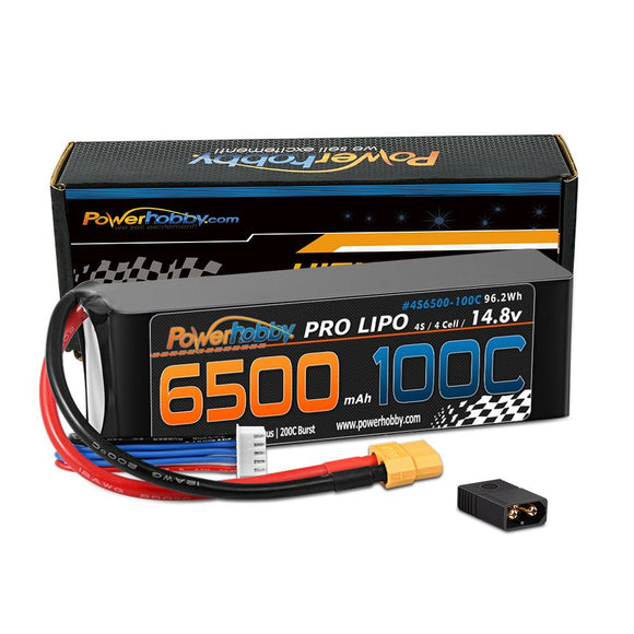 4s 14.8v 6500mah 100c Lipo Battery w XT60 Plug +  Adapter - Race Dawg RC