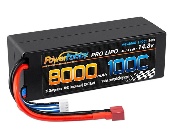 Powerhobby 4s 14.8V 8000MAH 100C Lipo Battery w Deans Plug - Race Dawg RC