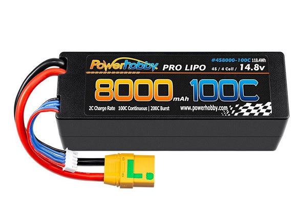Powerhobby 4s 14.8V 8000MAH 100C Lipo Battery w XT90 Plug - Race Dawg RC