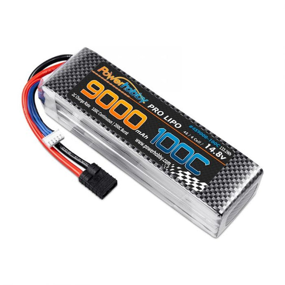 4S 14.8V 9000mAh 100C Lipo Battery w/TRX Plug - Race Dawg RC