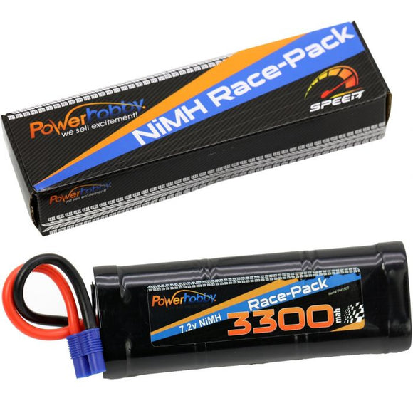 7.2V 6-Cell 3300mAh NiMH Flat Battery Pack w/EC3 Plug - Race Dawg RC