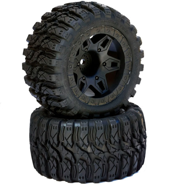 Defender 2.8 Belted Stadium Truck Tires 0 Offset Front 2WD - Race Dawg RC