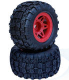 1/8 Raptor 3.8" Belted All Terrain Tires 17mm Mounted Red - Race Dawg RC