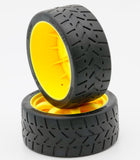 1/8 Gripper 42/100 Belted Mounted Tires 17mm Yellow - Race Dawg RC