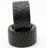 1/8 Gripper 54/100 Belted Mounted Tires 17mm Gold Wheels - Race Dawg RC
