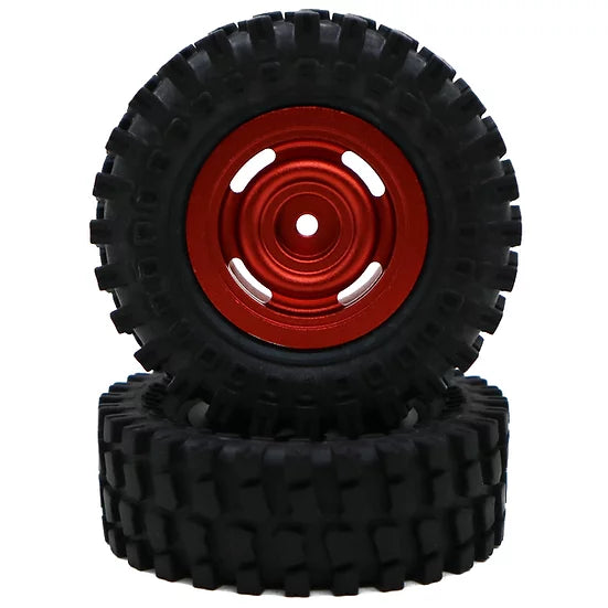 Classico4 Aluminum Wheels, Red with 60mm Tires fits Tetra18 - Race Dawg RC