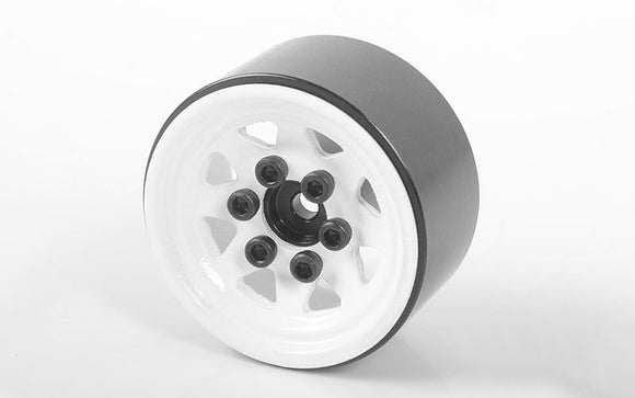 Stamped Steel 1.0'' Stock Beadlock Wheels (White) - Race Dawg RC