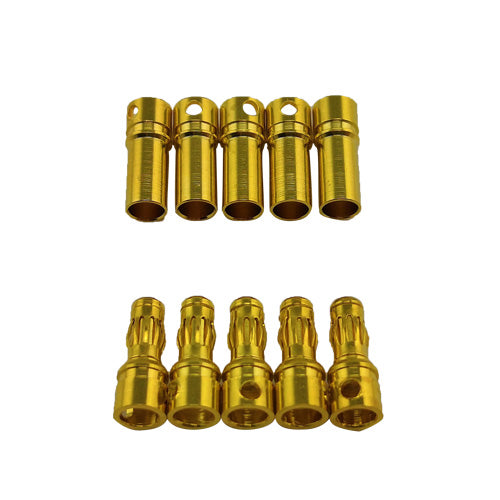 3.5mm Gold Plated Banana Plugs, Male & Female (5 pair) - Race Dawg RC