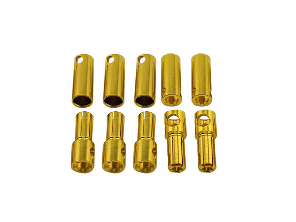 5.5mm Gold Plated Banana Plugs, Male & Female (5 pair) - Race Dawg RC