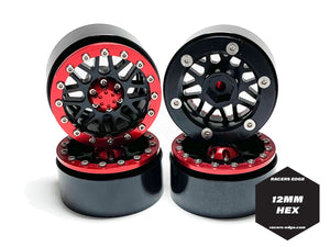 1.9" Aluminum Beadlock Crawler Wheels (4pcs) Red Beetle - Race Dawg RC