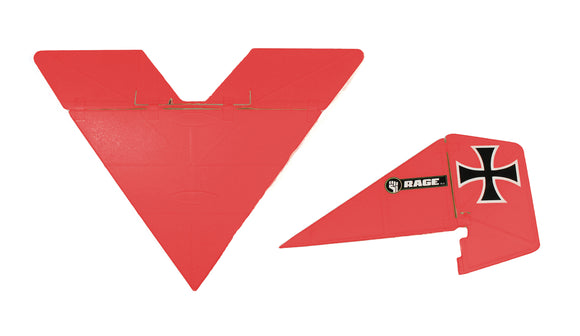 Tail Set; Vintage Stick (Red) - Race Dawg RC