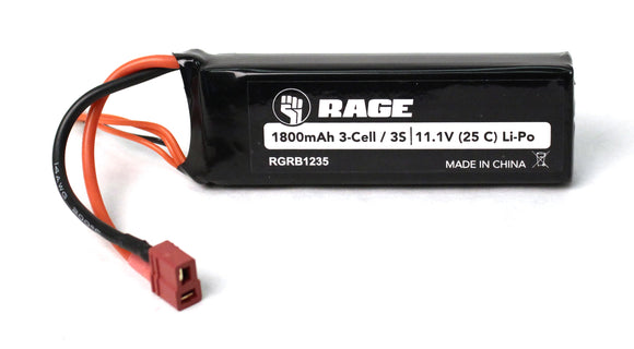 11.1V 3S 1800mAh Lipo Battery w/ T-Plug: BM BL - Race Dawg RC