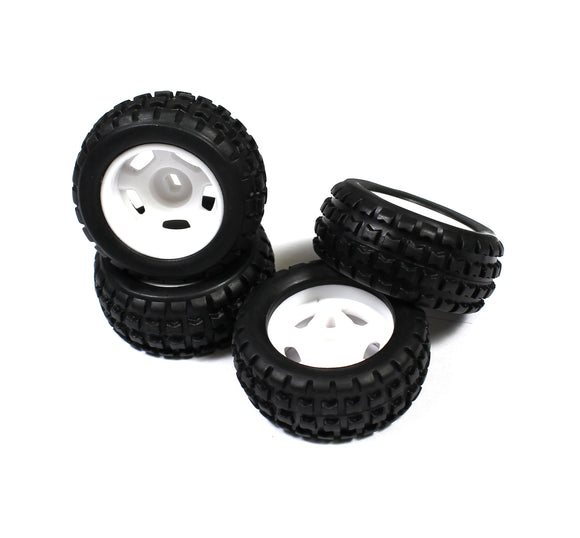 Replacement Wheels / Tires (4): Mini-Q - Race Dawg RC