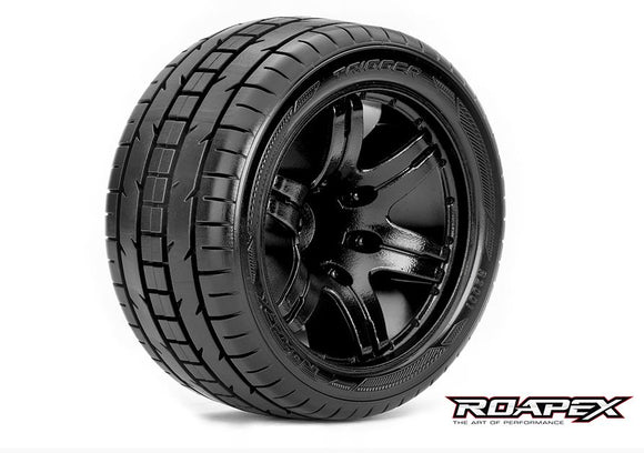 Trigger 1/10 Stadium Truck Tire Black Wheel with 0 Offset - Race Dawg RC