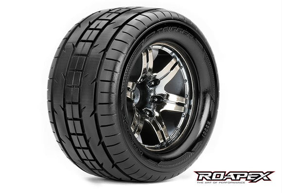 Trigger 1/10 Monster Truck Tire Chrome Black Wheel with - Race Dawg RC