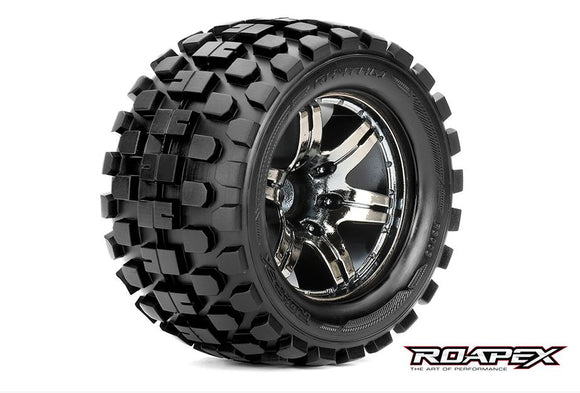 Rhythm 1/10 Monster Truck Tire Chrome Black Wheel with 0 - Race Dawg RC