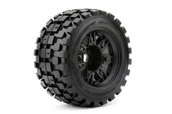 Rythm 1/8 Monster Truck Tires Mounted on Black Wheels, 1/2