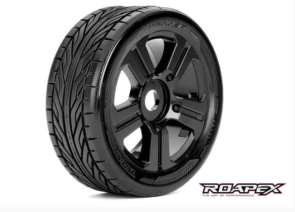 Trigger 1/8 Buggy Tire Black Wheel with 17mm Hex Mounted - Race Dawg RC