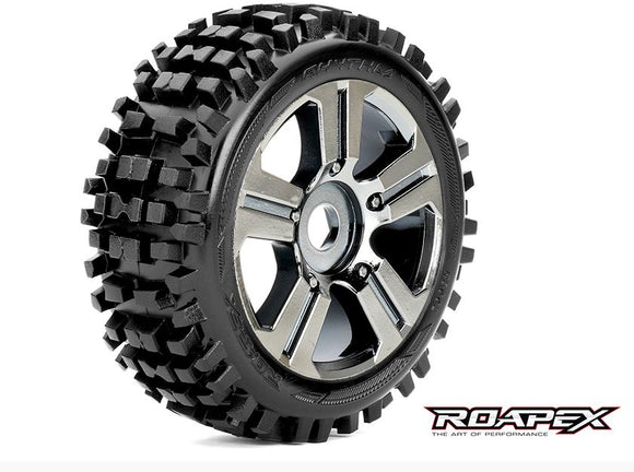 Rhythm 1/8 Buggy Tire Chrome Black Wheel with 17mm Hex - Race Dawg RC