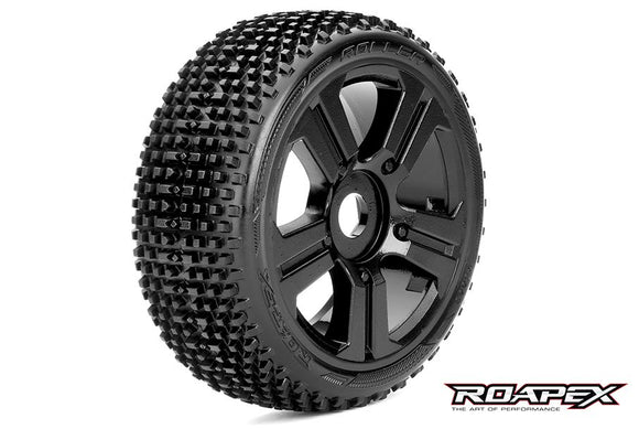 Roller 1/8 Buggy Tire Black Wheel with 17MM Hex Mounted - Race Dawg RC
