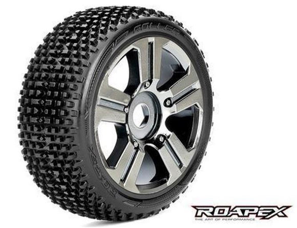 Roller 1/8 Buggy Tire Chrome Black Wheek with 17mm Hex - Race Dawg RC