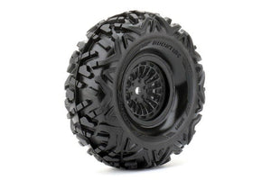 Booster 1/10 Crawler Tires Mounted on Black 1.9" Wheels, - Race Dawg RC
