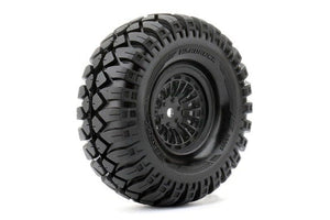 Hardrock 1/10 Crawler Tires Mounted on Black 1.9" Wheels, - Race Dawg RC
