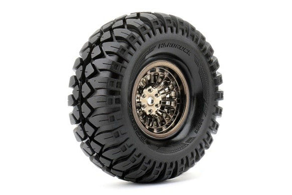 Hardrock 1/10 Crawler Tires Mounted on Chrome Black 1.9