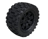 Rhythm Belted 8S Monster Truck Tires, Mounted on Black - Race Dawg RC